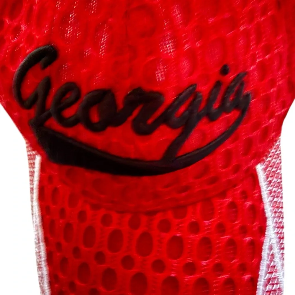 Georgia Red Mesh Baseball Cap with Black Script